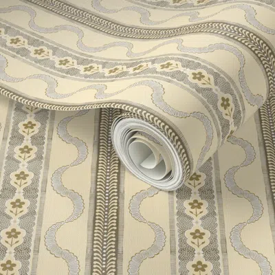 Spoonflower Peel And Stick Wallpaper East Fork Ribbon Bronze And Lemon 2' X 12' Removable