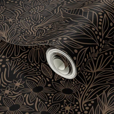 Spoonflower Peel And Stick Wallpaper Ehpopoki Style Large Black & Gold 2' X 12' Removable In Multi