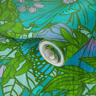 Spoonflower Peel And Stick Wallpaper Electric 70s Mid Mod Mums 2' X 12' Removable