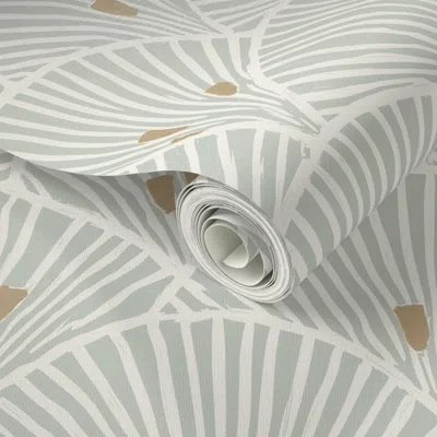 Spoonflower Peel And Stick Wallpaper Elegant Art Deco Shell / Corals Blockprint 2' X 12' Removable