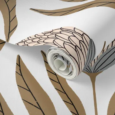 Spoonflower Peel And Stick Wallpaper Elian (tan) 2' X 12' Removable