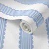 Spoonflower Peel And Stick Wallpaper Ella Stripe Cornflower Blue On White 2' X 12' Removable In Blue