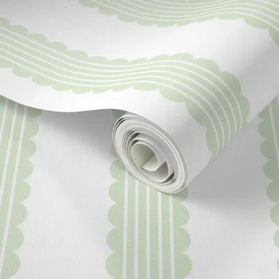 Spoonflower Peel And Stick Wallpaper Ella Stripe Soft Green On White  Removable