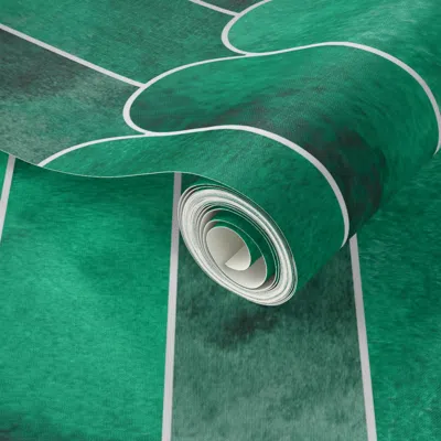 Spoonflower Peel And Stick Wallpaper Elongated Scales (very Large Scale) - Faux Tile - Emerald Green 2' X 12' Re
