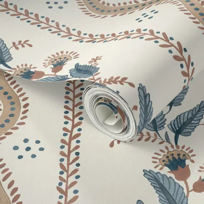 Spoonflower Peel And Stick Wallpaper Emma Stripe No.1 - Mocha Mousse - Pantone Color Of The Year 2025 2' X 12' R