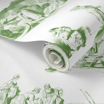 Spoonflower Peel And Stick Wallpaper En Tissu Toile Basil 2' X 12' Removable