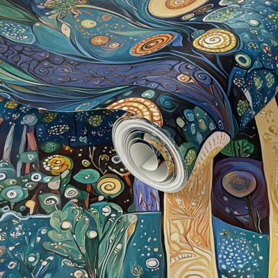 Spoonflower Peel And Stick Wallpaper Enchanted Forest At Night Inspired By Gustav Klimt 2' X 12' Removable