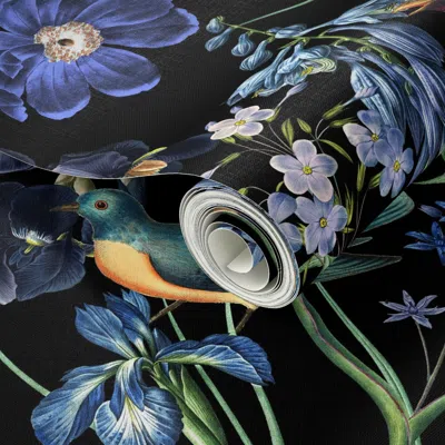 Spoonflower Peel And Stick Wallpaper Enchanting Exotic Spring And Summer Romance Maximalist Atmospheric Flowers  In Black