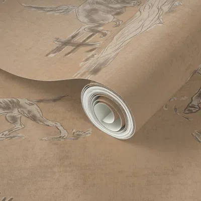 Spoonflower Peel And Stick Wallpaper English Country Toile Hunting Dogs And Hunters Living Room 2' X 12' Removab
