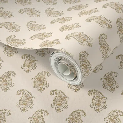 Spoonflower Peel And Stick Wallpaper Essential Paisley Tan 2' X 12' Removable