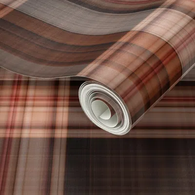 Spoonflower Peel And Stick Wallpaper Extra Large Rich Dark Brown Fall Plaid For  And Home Decor 2' X 12' Removab