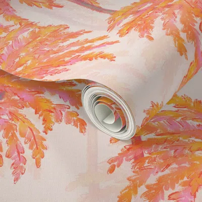 Spoonflower Peel And Stick Wallpaper Extra Large - Sunset Palm 2' X 12' Removable