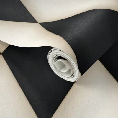 Spoonflower Peel And Stick Wallpaper Fanciful Black And Antique White Harlequin (large Scale)  Removable