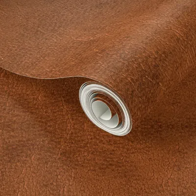 Spoonflower Peel And Stick Wallpaper Faux Cognac Leather 2' X 12' Removable