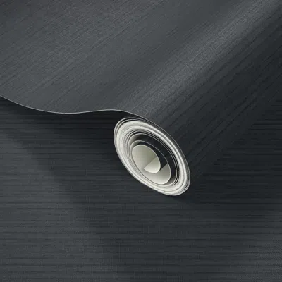 Spoonflower Peel And Stick Wallpaper Faux Grasscloth Woven Texture  Soft Black 2' X 12' Removable