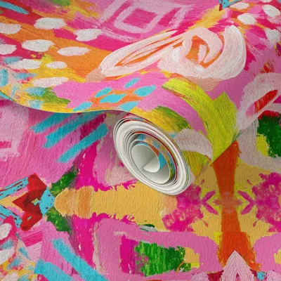 Spoonflower Peel And Stick Wallpaper Fiesta Large Scale 2' X 12' Removable