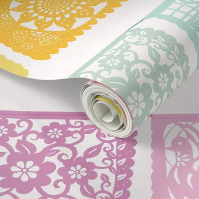 Spoonflower Peel And Stick Wallpaper Fiesta Papel Picado 2' X 12' Removable