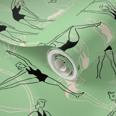 Spoonflower Peel And Stick Wallpaper Fit And Trim Mint Black Cream 2' X 12' Removable