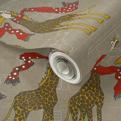 Spoonflower Peel And Stick Wallpaper Flightschool Safari Red  Removable