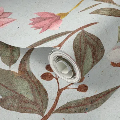 Spoonflower Peel And Stick Wallpaper Floral Fun On Grey(xlarge) 2' X 12' Removable