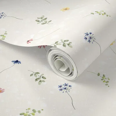 Spoonflower Peel And Stick Wallpaper Floral Less Words 2 Scale Medium M  Removable