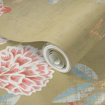 Spoonflower Peel And Stick Wallpaper Floralista Tan 2' X 12' Removable