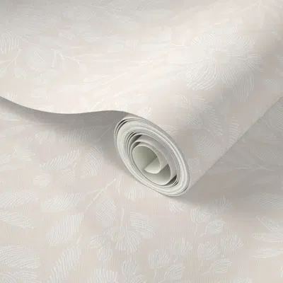 Spoonflower Peel And Stick Wallpaper Florals Neutral White  Removable