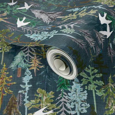 Spoonflower Peel And Stick Wallpaper Fly Over (navy) Med 2' X 12' Removable