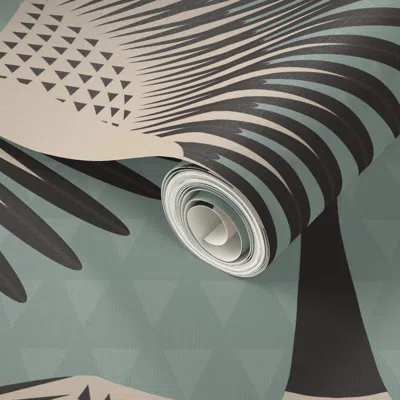 Spoonflower Peel And Stick Wallpaper Flying Art Deco Geese (teal) (xl / Jumbo) 2' X 12' Removable