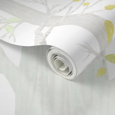 Spoonflower Peel And Stick Wallpaper Forest Trees Large Scale White Background  Removable