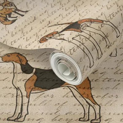 Spoonflower Peel And Stick Wallpaper Fox And Hounds Handwritten Cursive Background 2' X 12' Removable