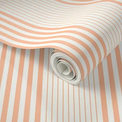 Spoonflower Peel And Stick Wallpaper French Farmhouse Kitchen Stripes Peach Fuzz Ffbe98 Pantonecoty2024  Removab