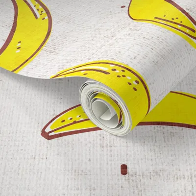 Spoonflower Peel And Stick Wallpaper French Linen Banana 2' X 12' Removable