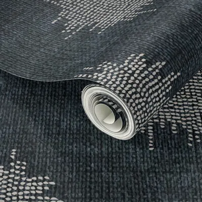 Spoonflower Peel And Stick Wallpaper French Linen Ikat Dot Grey 2' X 12' Removable