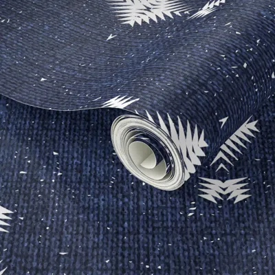 Spoonflower Peel And Stick Wallpaper French Linen Indigo  Removable