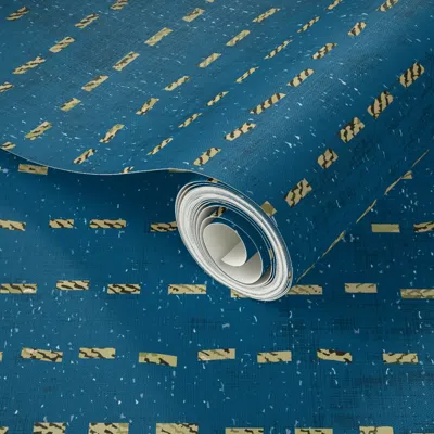 Spoonflower Peel And Stick Wallpaper French Linen Indigo Stripe 2' X 12' Removable
