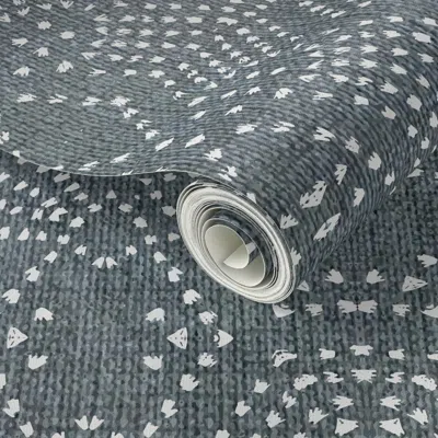 Spoonflower Peel And Stick Wallpaper French Linen Mosaic Grey Light 2' X 12' Removable