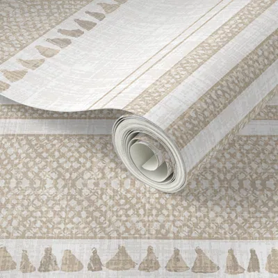 Spoonflower Peel And Stick Wallpaper French Linen Tassel Large 2' X 12' Removable