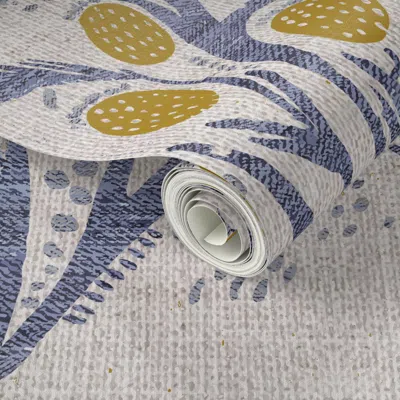 Spoonflower Peel And Stick Wallpaper French Linen Thistle 2' X 12' Removable