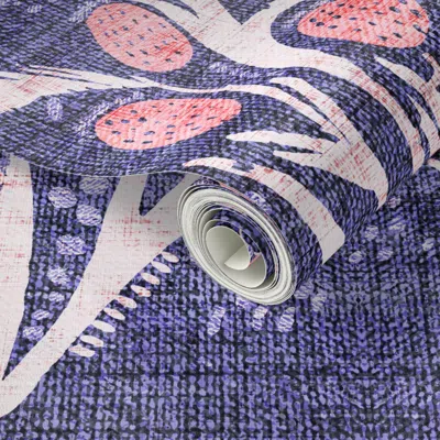 Spoonflower Peel And Stick Wallpaper French Linen Thistle Pink 2' X 12' Removable In Multi