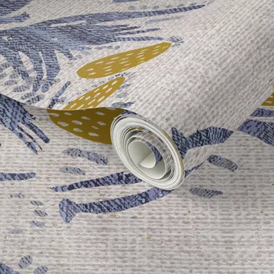 Spoonflower Peel And Stick Wallpaper French Linen Thistle Rotated 2' X 12' Removable