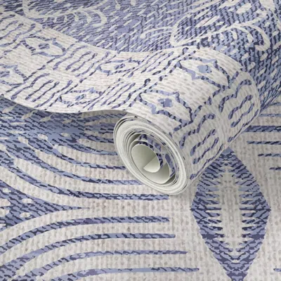 Spoonflower Peel And Stick Wallpaper French Linen Tribal Ikat 2' X 12' Removable In Multi