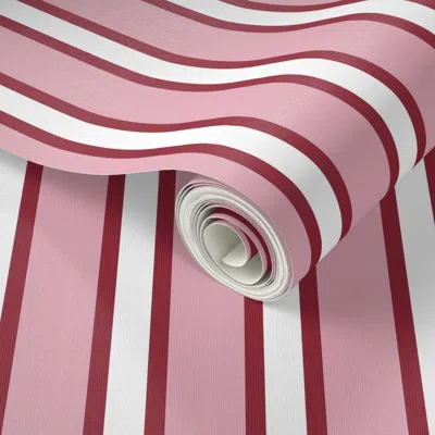 Spoonflower Peel And Stick Wallpaper French Provincial Stripes Custom 7 Manzanita E8b2c1 And Ripasso 8a2533 Med  In Pink
