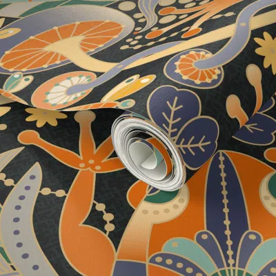 Spoonflower Peel And Stick Wallpaper Frog Deco Harlequin Maximalist Large 2' X 12' Removable