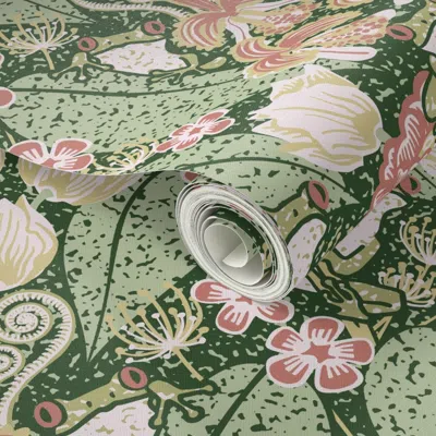 Spoonflower Peel And Stick Wallpaper Frog Prince In The Flower Garden 2' X 12' Removable