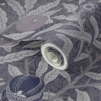 Spoonflower Peel And Stick Wallpaper Fruit In Lavender Blue (historic Arts & Crafts) - William Morris  Removable In Multi