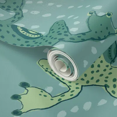 Spoonflower Peel And Stick Wallpaper Funky Frogs  Removable