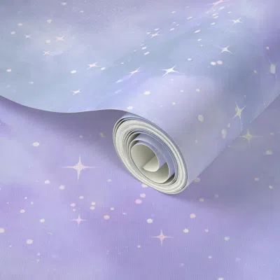 Spoonflower Peel And Stick Wallpaper Galaxy Sparkle Watercolor Blender Purple 2' X 12' Removable