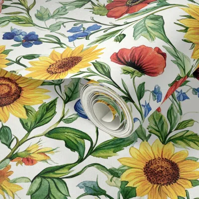 Spoonflower Peel And Stick Wallpaper Garden 2' X 12' Removable