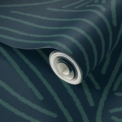 Spoonflower Peel And Stick Wallpaper Geometric Abstract Bohemian Zen Shapes Large In Dark Teal And Aqua Green 2'